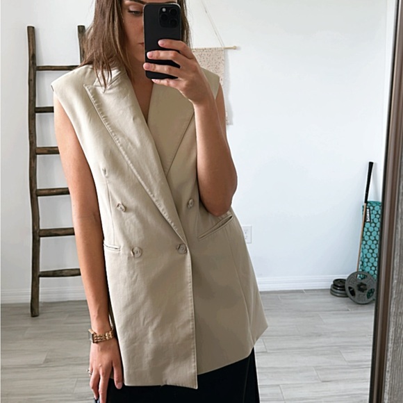 Banana Republic Wool In Italy Beige Oversized Blazer Vest/Sz:XS/NWOT - Picture 4 of 15